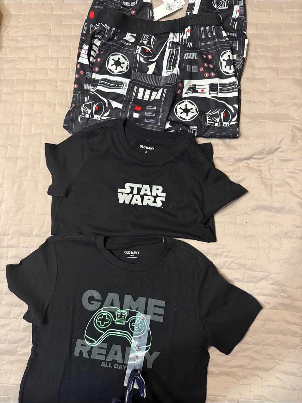 Old Navy Star Wars Lot  - Game Ready Kids Pajama pants with two T-shirts
